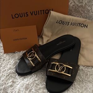 Louis Vuitton Black and Gold Women's Slides
